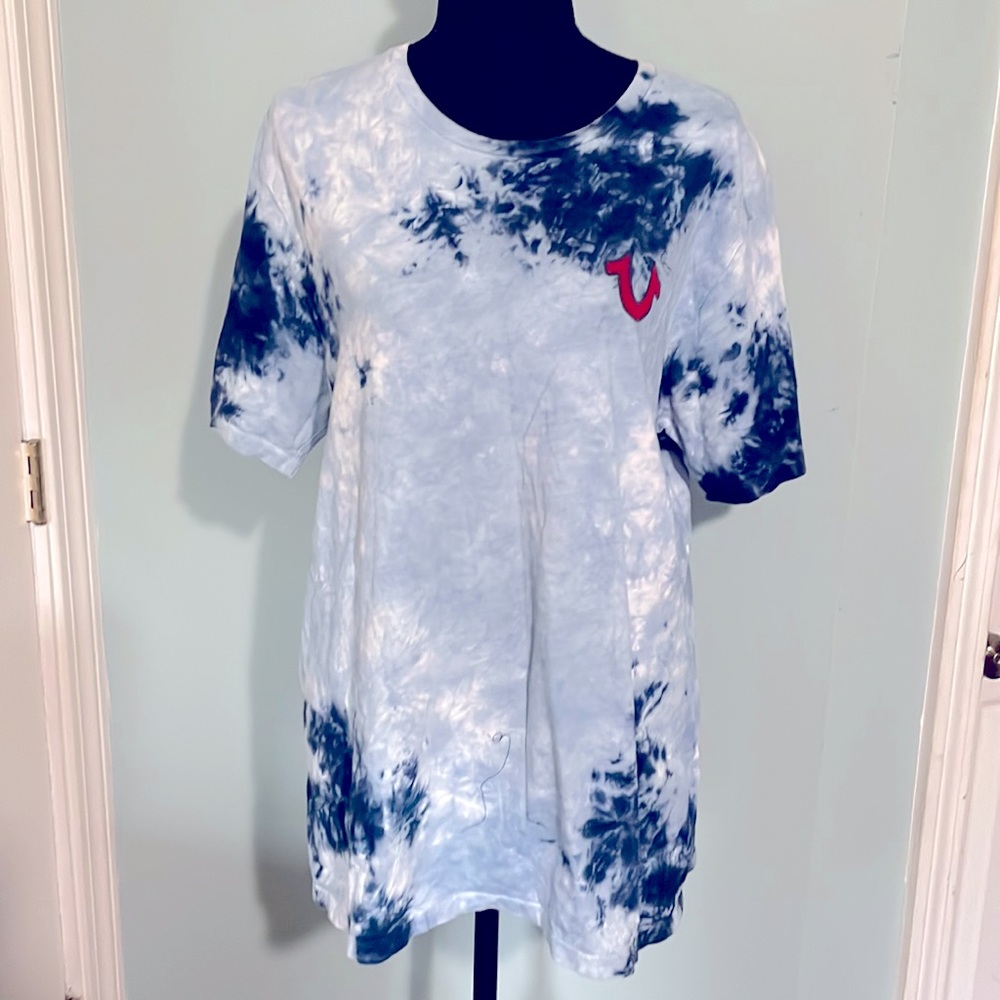 Men’s True Religion Short Sleeve Blue & Navy Tye Dye Jersey Size Large